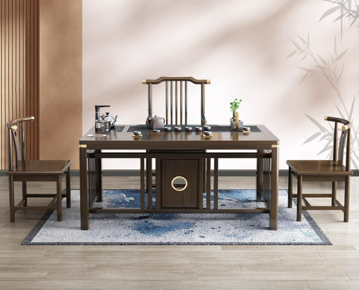 New Chinese style solid wood tea table and chair combination.