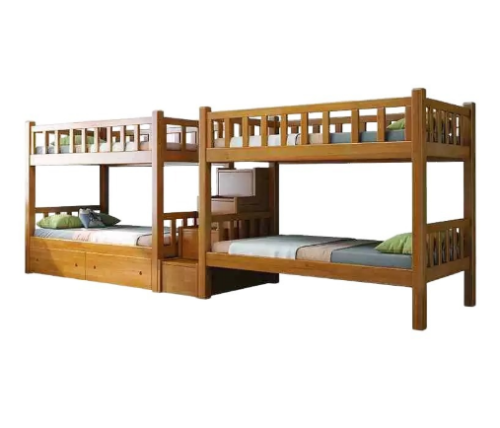 Quadruple bunk solid wood bed for student dormitories and B&Bs.