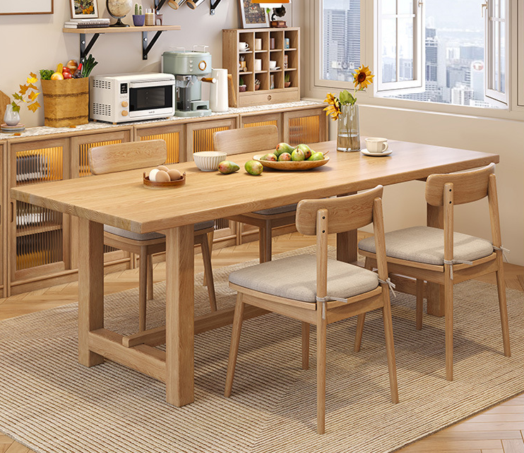 Nordic solid wood dining table and chairs set for small households.