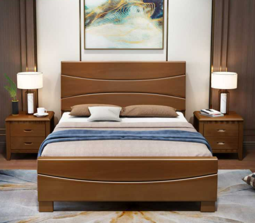 Modern solid wood  Nordic double bed for master bedroom.